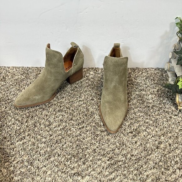 Lucky Brand Jorry Women's Ankle Boots Size 5.5 M Green Suede Leather Block Heel - Picture 3 of 11